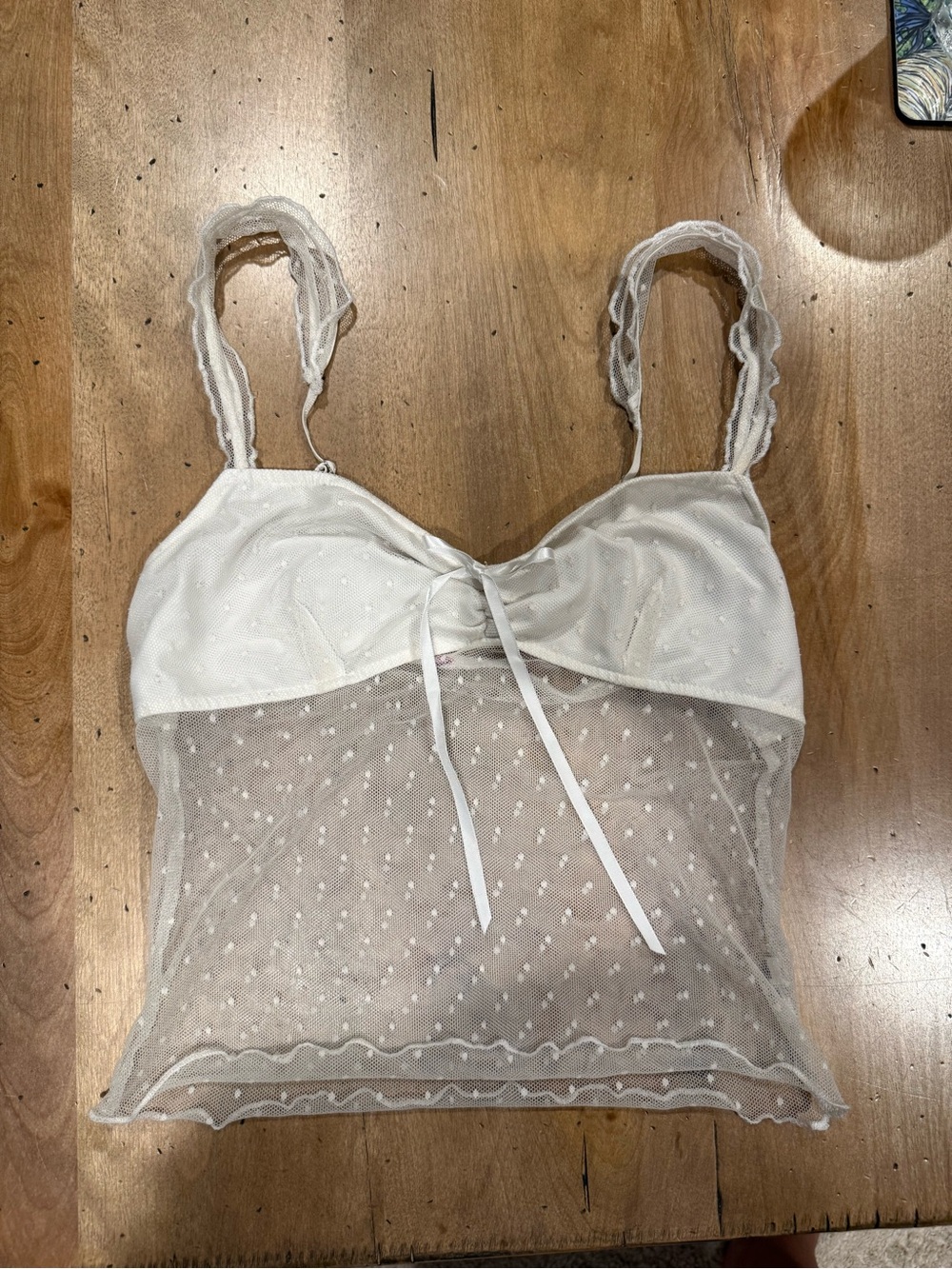 White Sheer Dotted Lace Camisole - Women Intimates